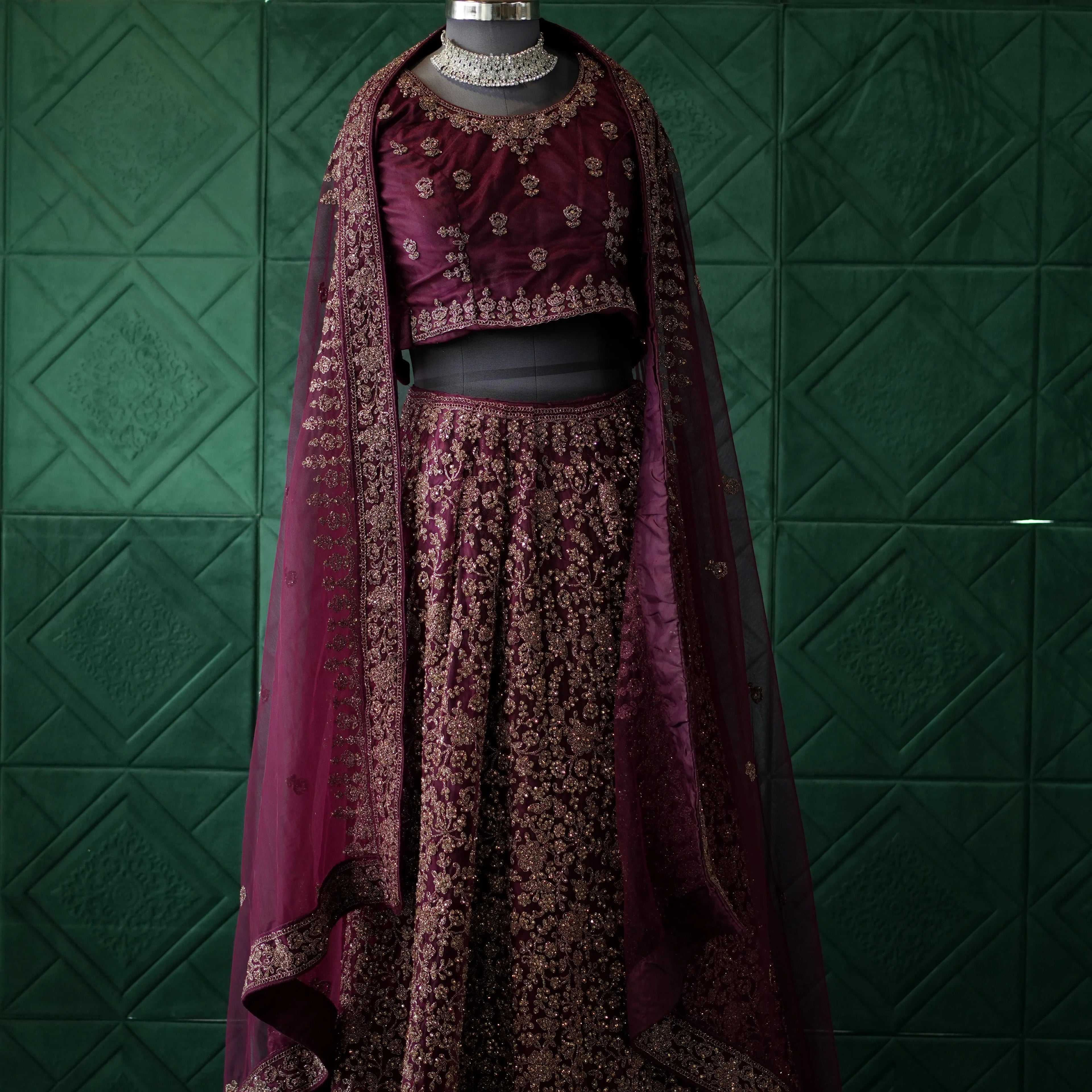 Wine Maroon Bridal Lehenga
