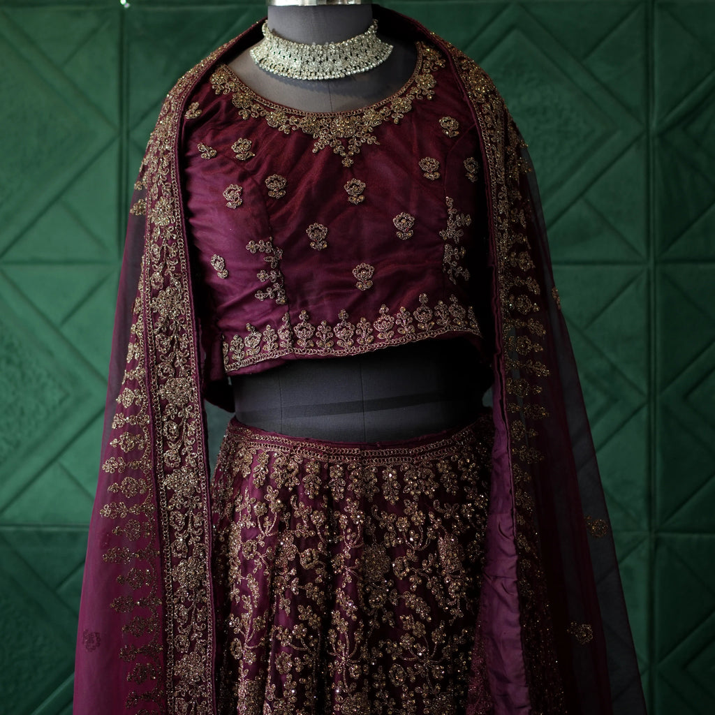 Wine Maroon Bridal Lehenga