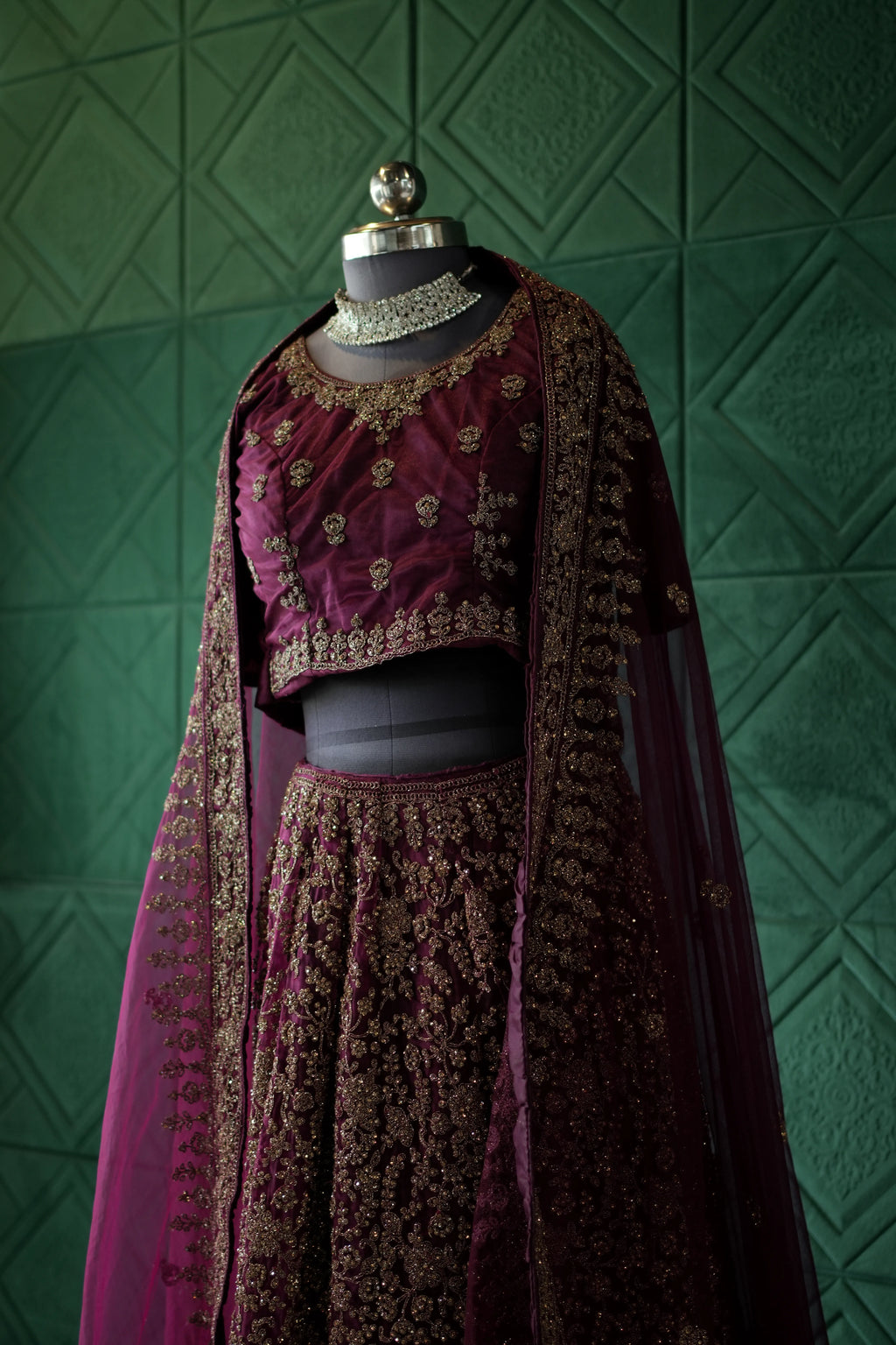 Wine Maroon Bridal Lehenga