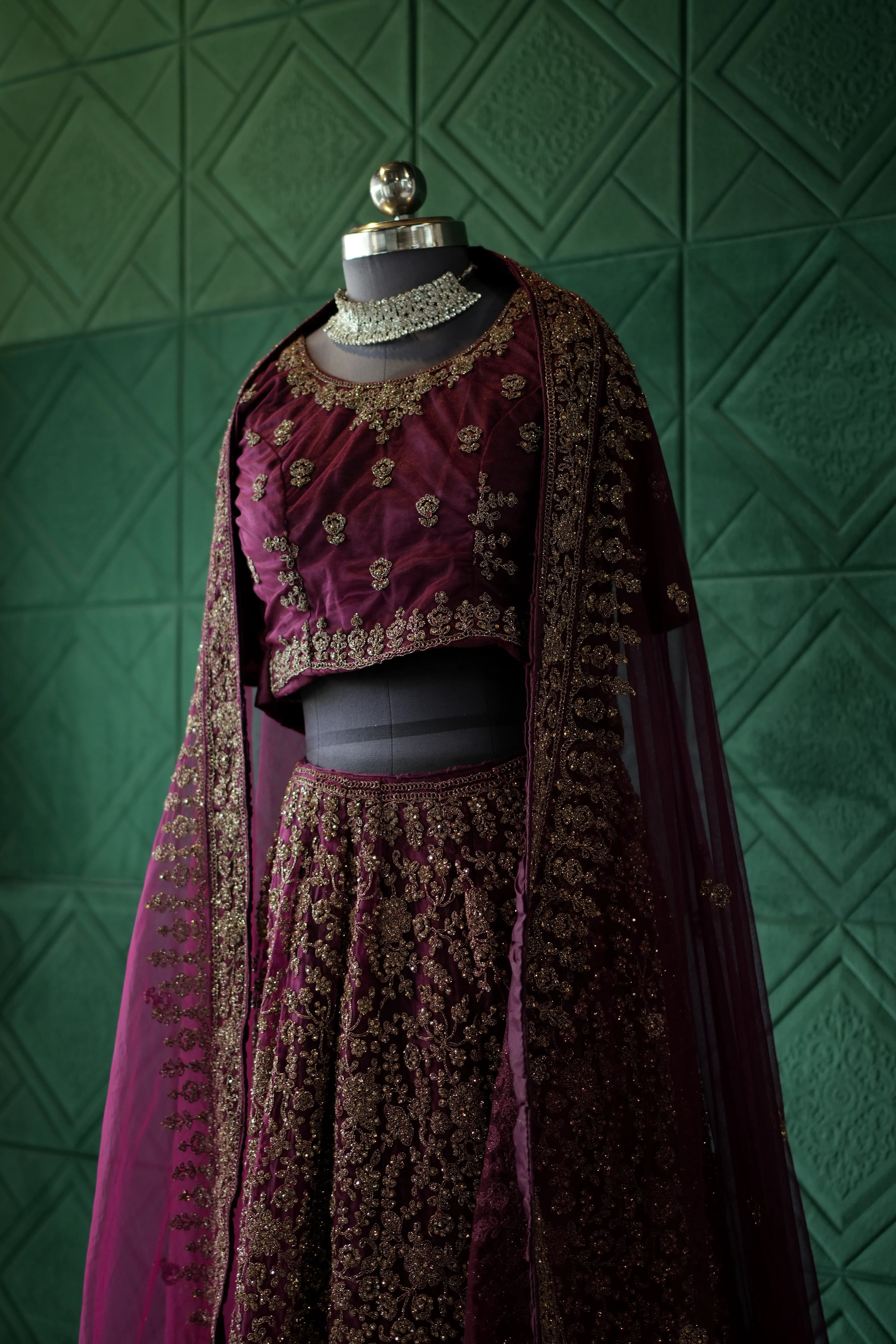 Wine Maroon Bridal Lehenga