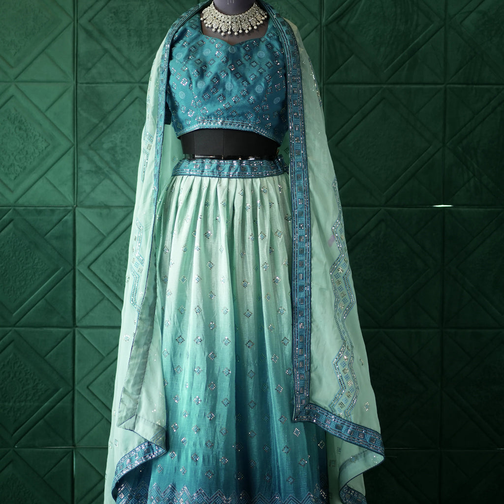 Teal Blue Bridal Lehenga