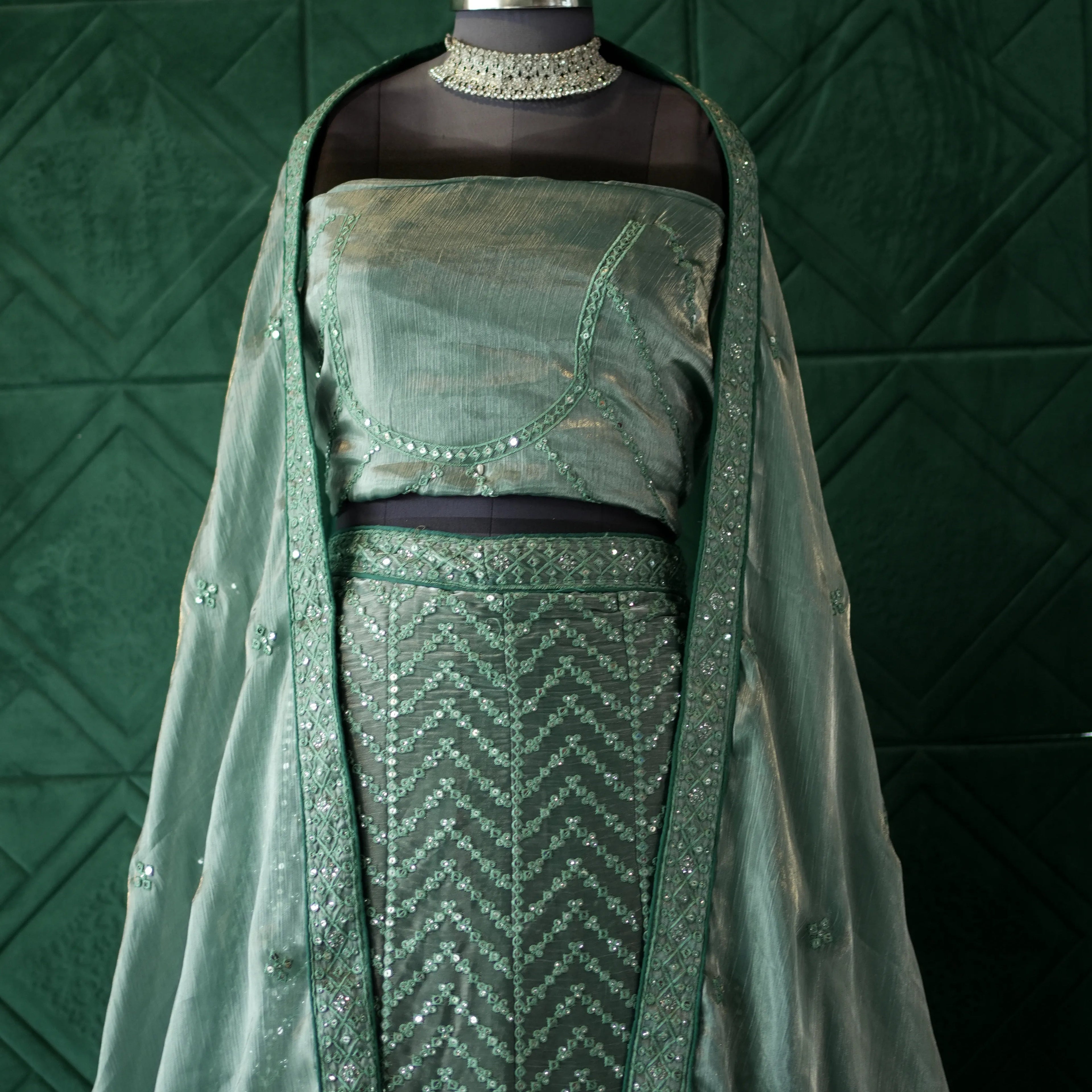 Elegant  Green Bridal Lehenga