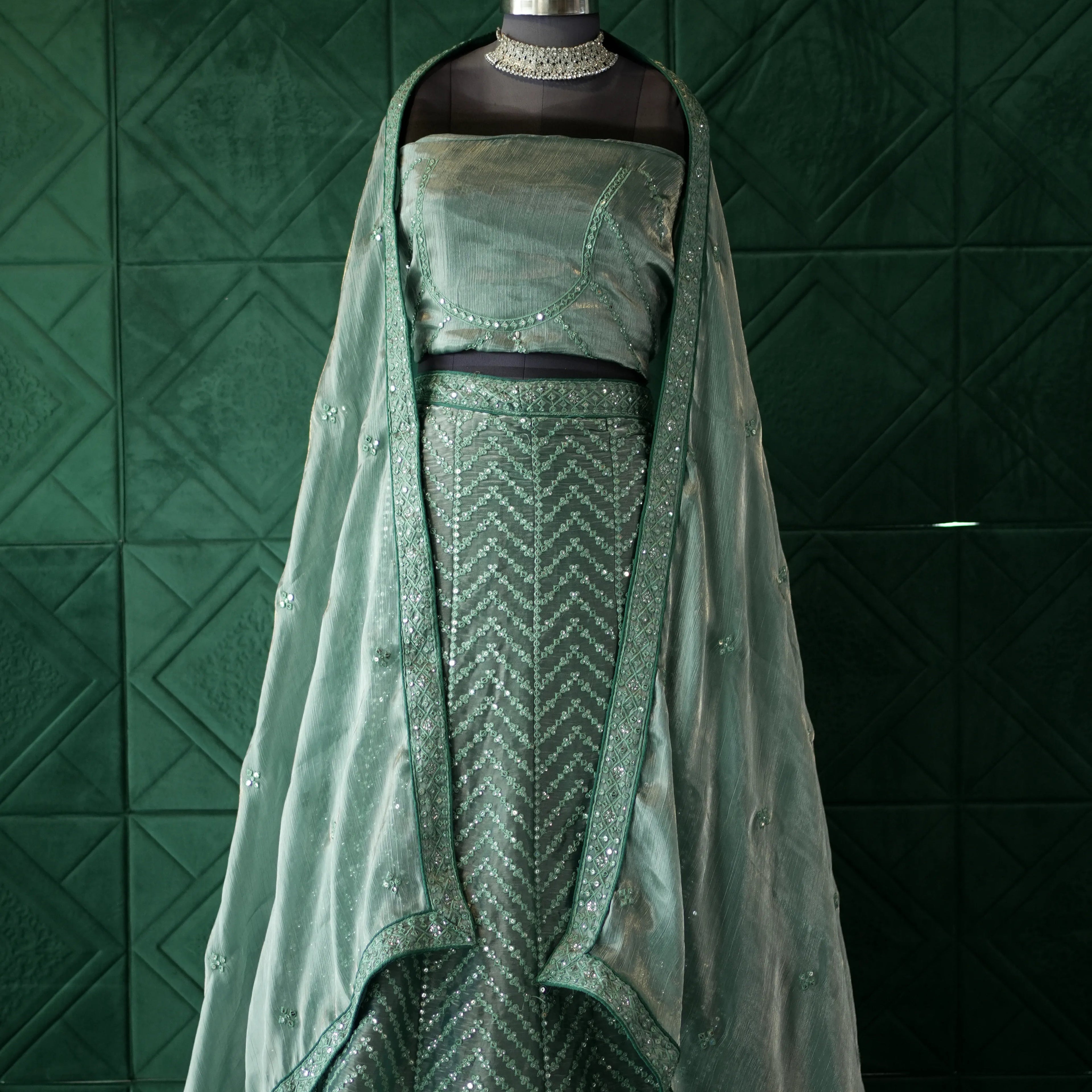 Elegant  Green Bridal Lehenga