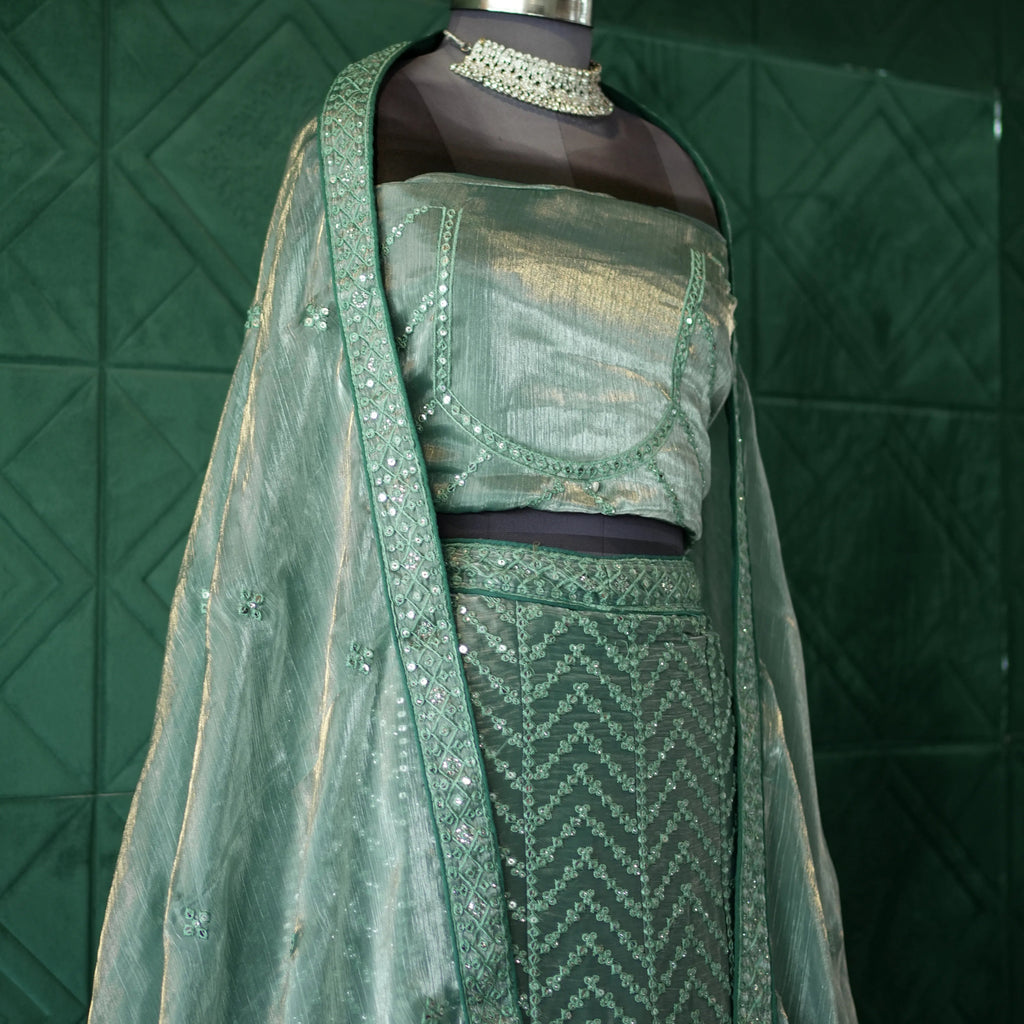 Elegant  Green Bridal Lehenga