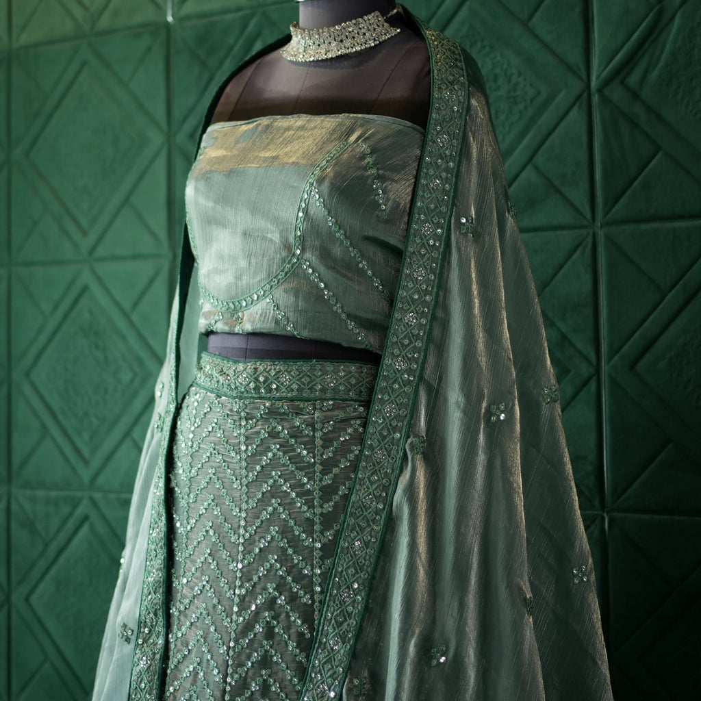 Elegant  Green Bridal Lehenga