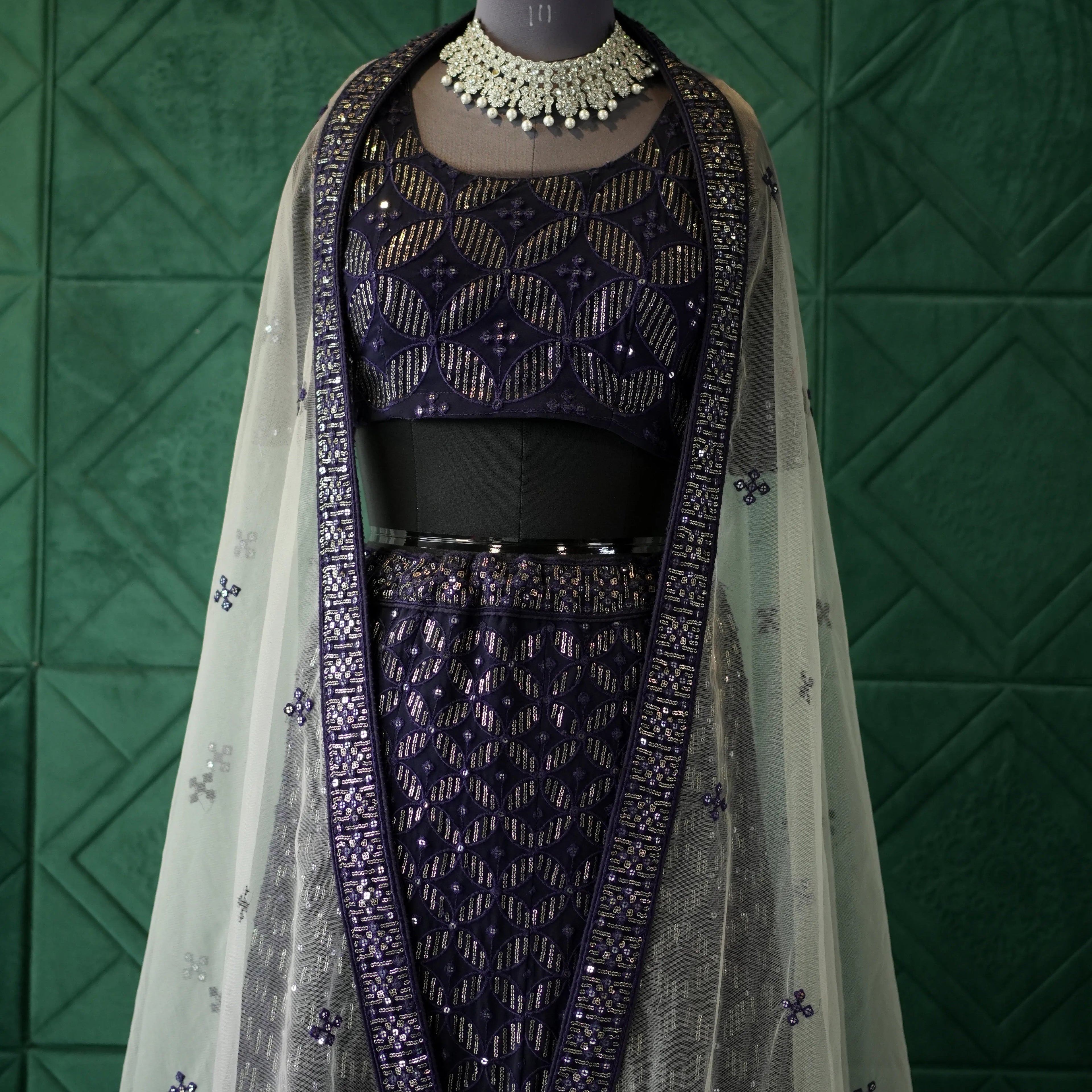 Purple Embroidered Lehenga
