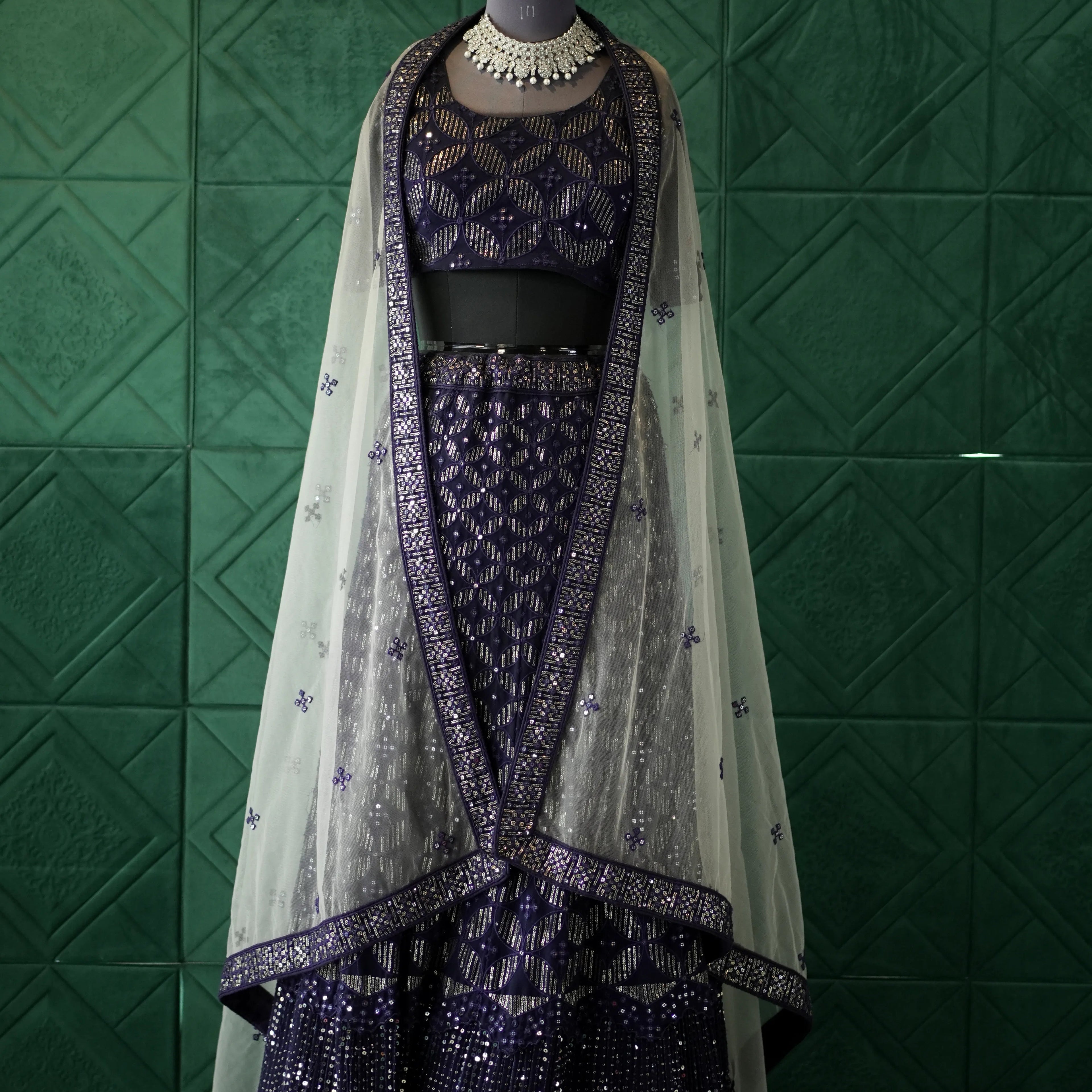 Purple Embroidered Lehenga