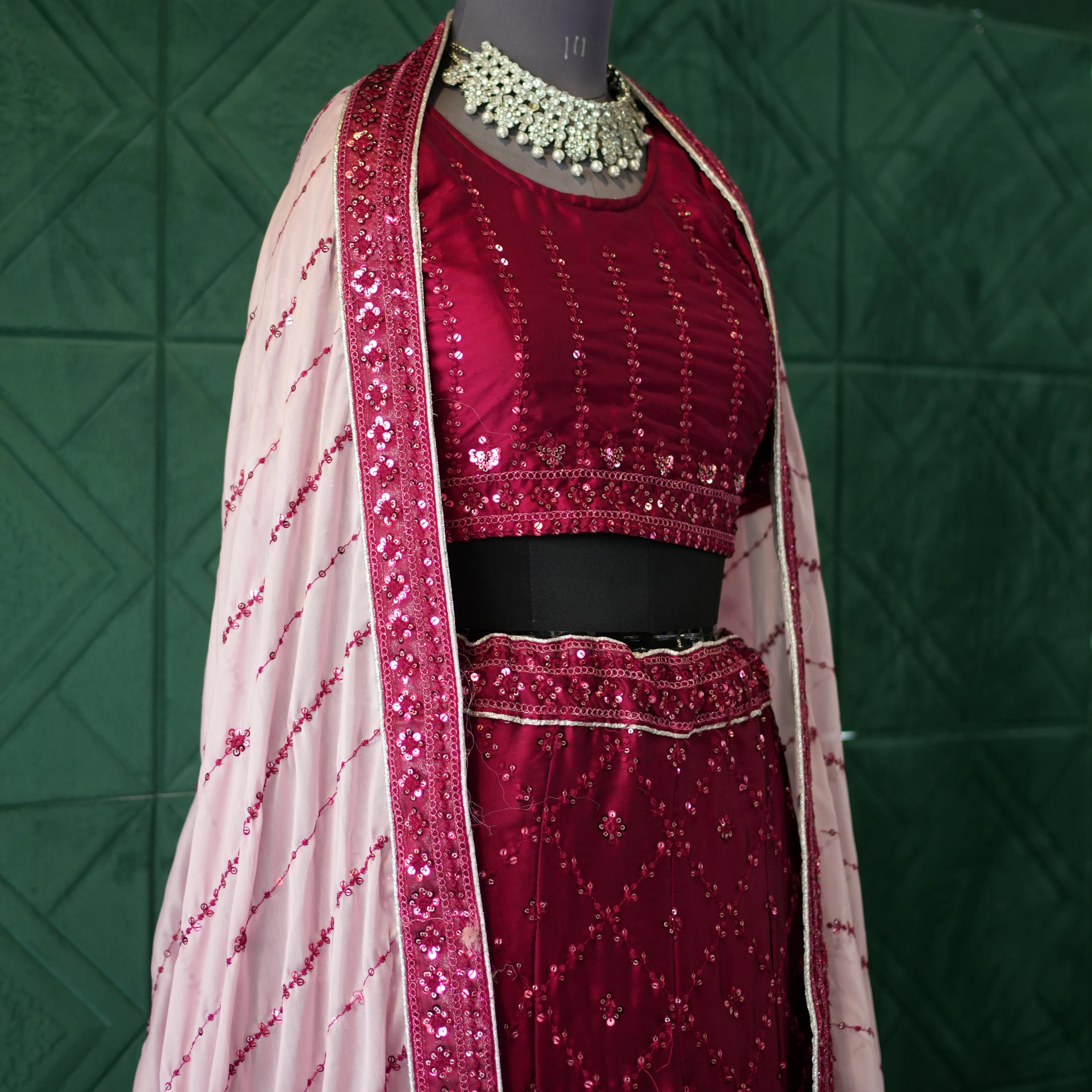 Maroon Majesty Lehenga