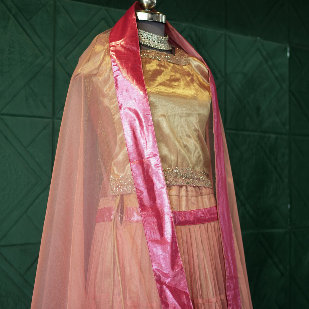 Soft Peach Gold Lehenga
