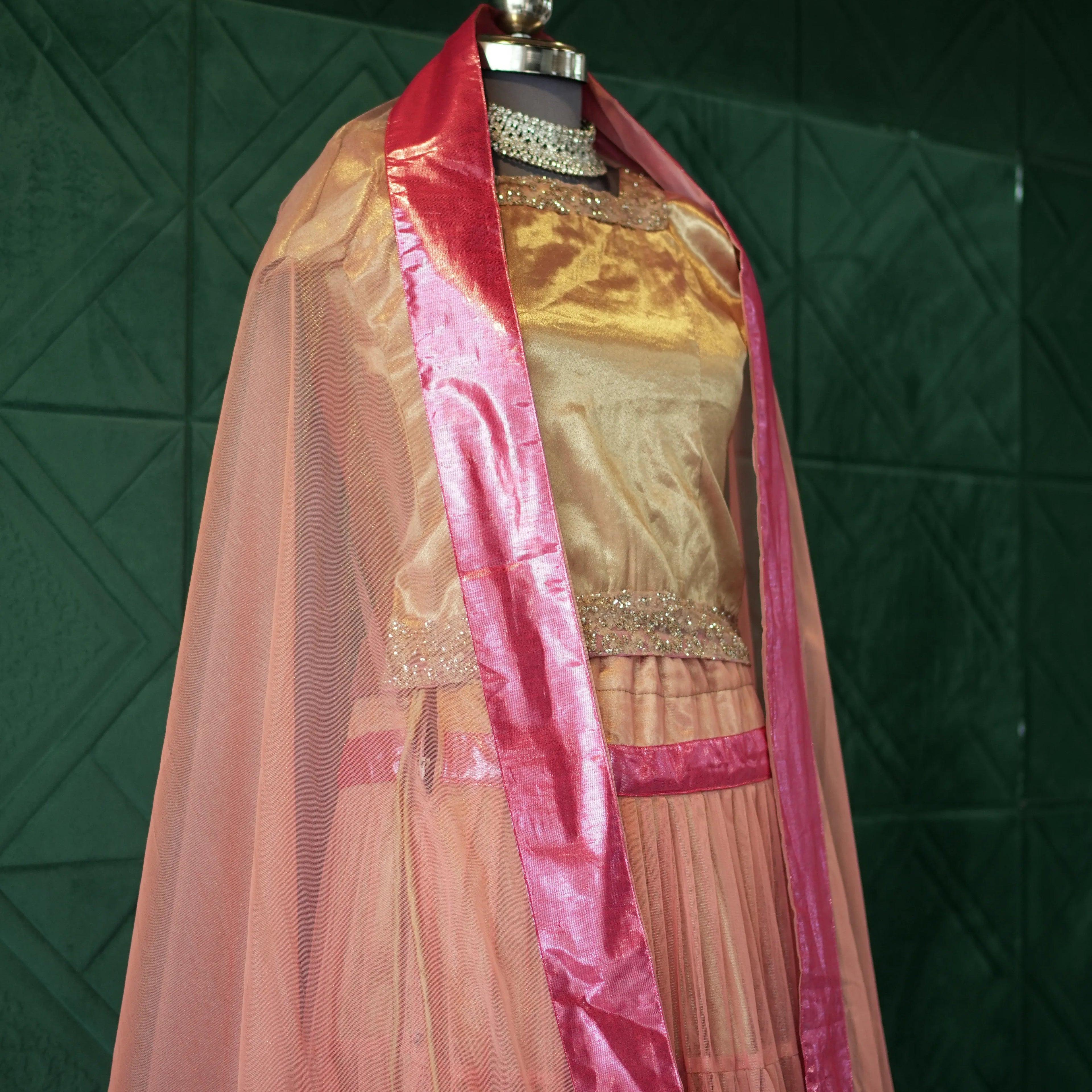 Soft Peach Gold Lehenga