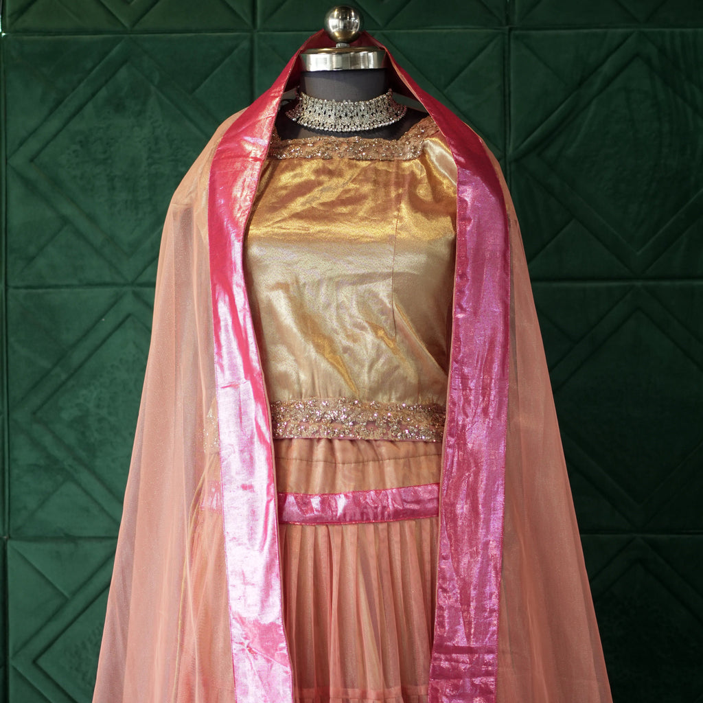 Soft Peach Gold Lehenga