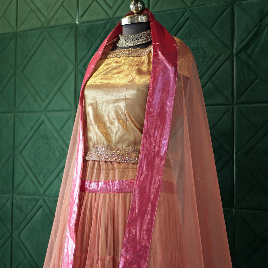 Soft Peach Gold Lehenga