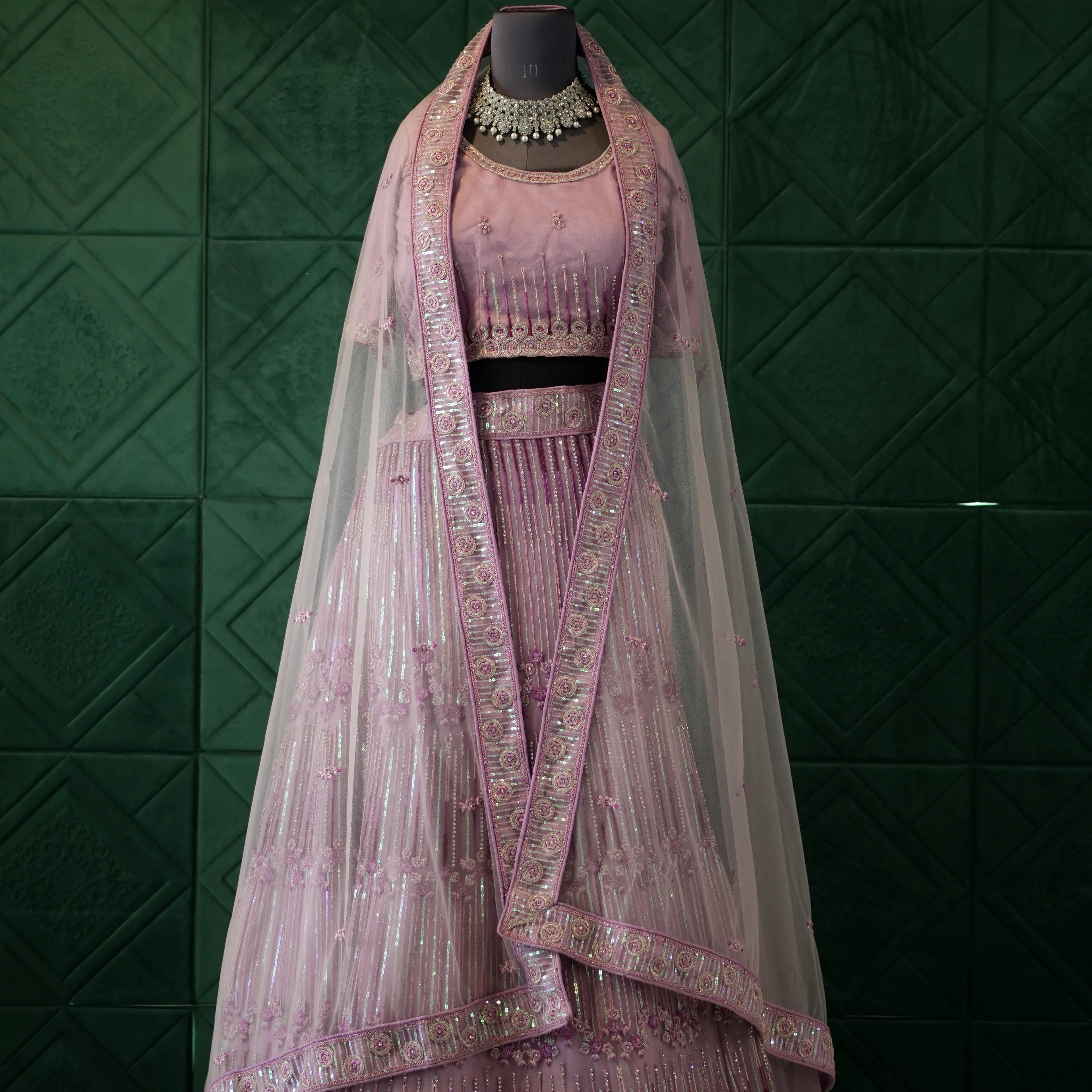 Pastel Lavender Bridal Lehenga
