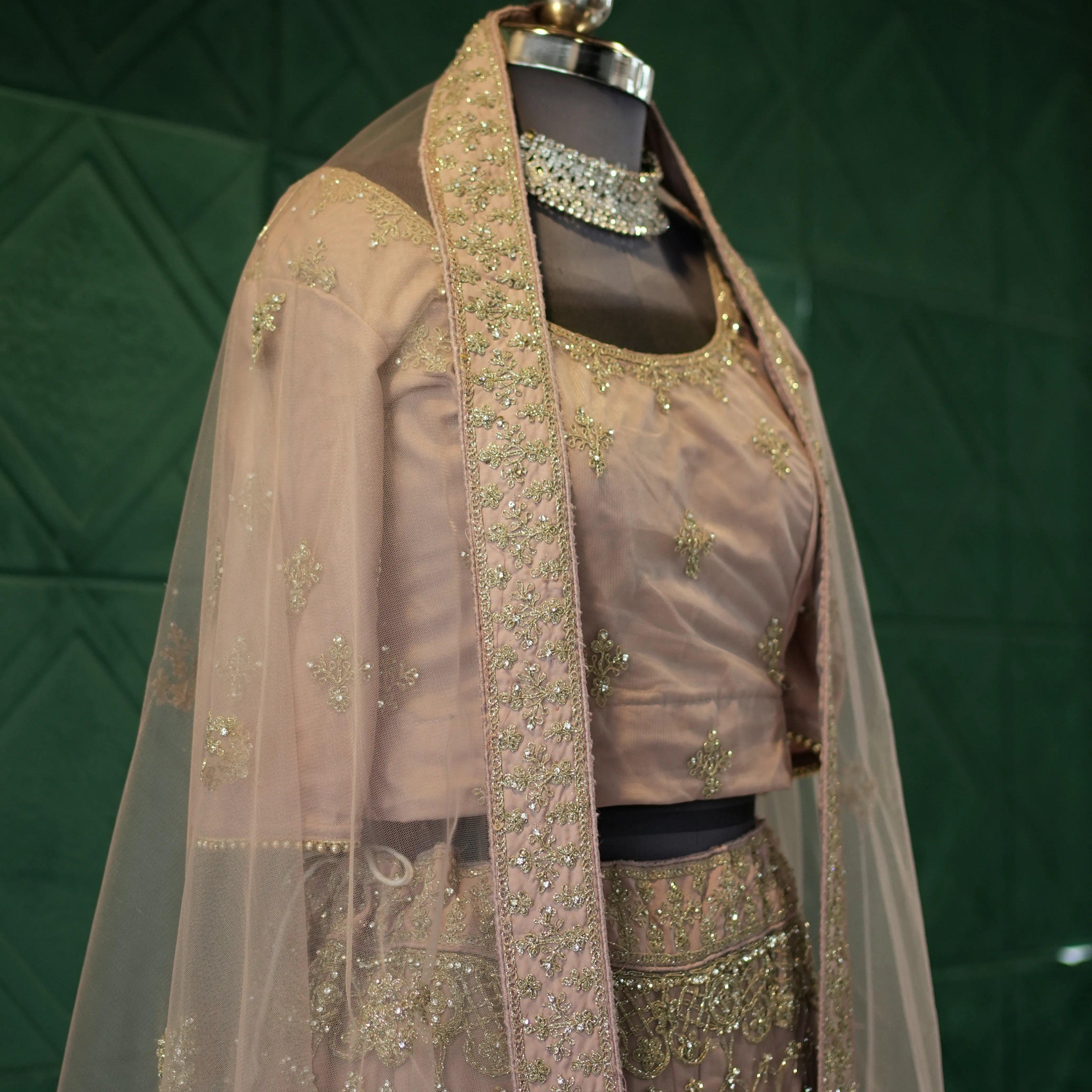 Golden Bloom Pastel Lehenga