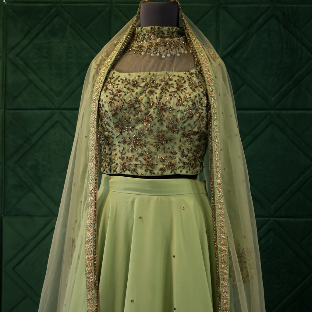Pastel Green Bridal Lehenga
