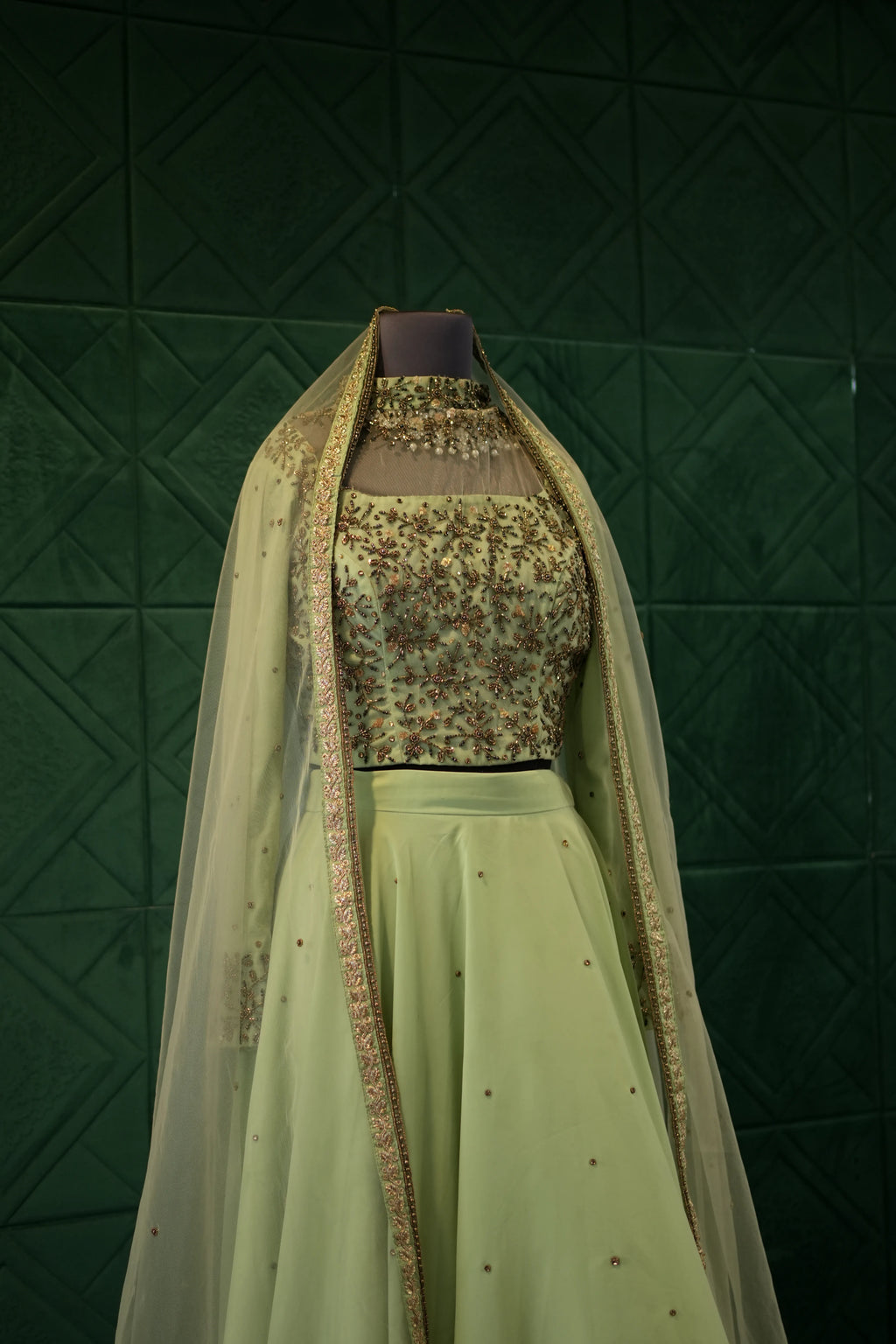 Pastel Green Bridal Lehenga