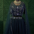 Navy Blue Floral Lehenga