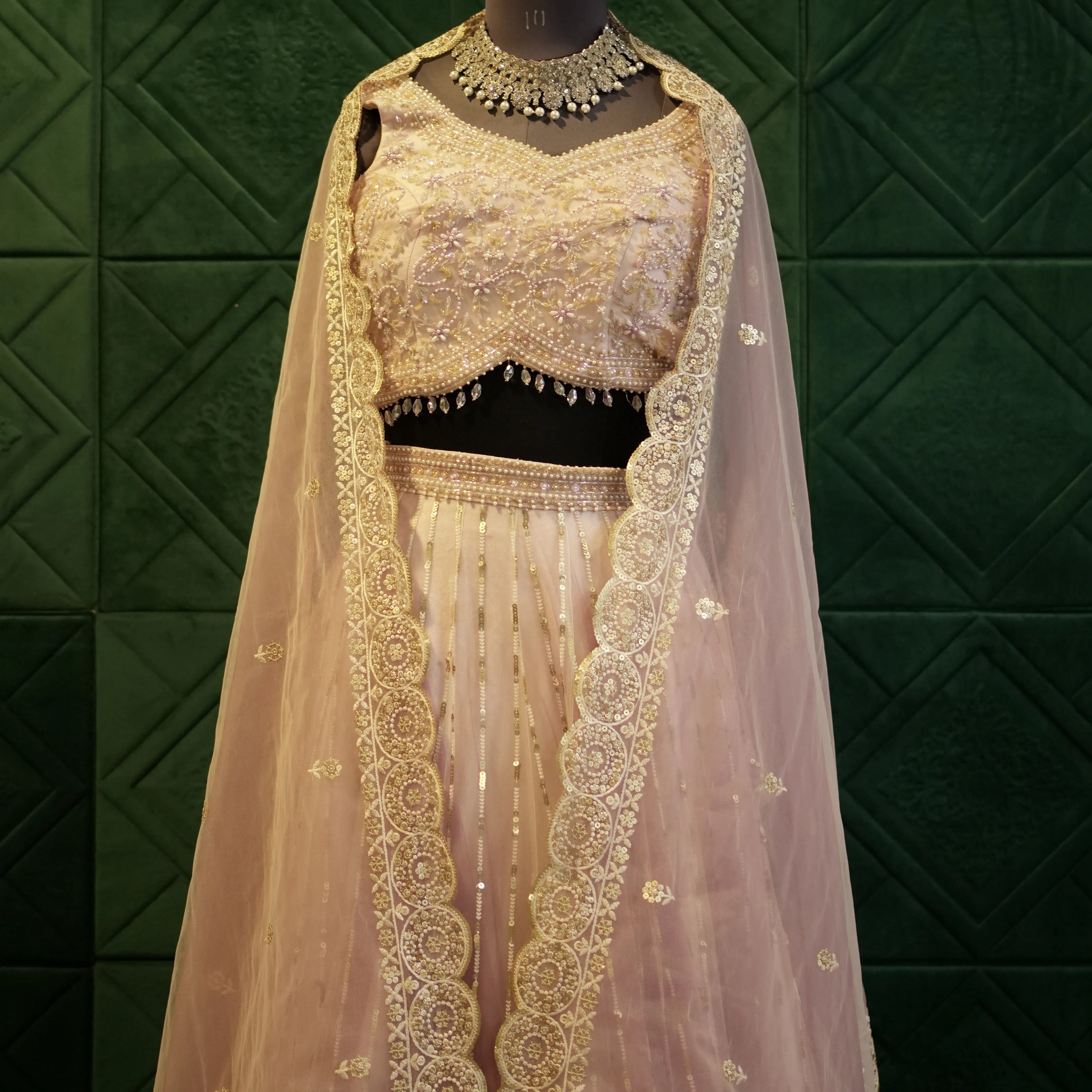 Peach Ivory Bridal Lehenga