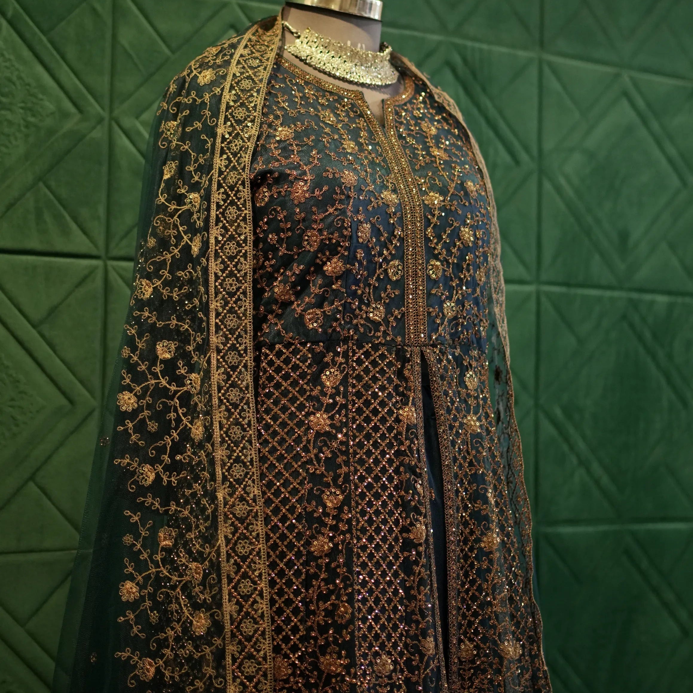 Peacock Green Bridal Gown