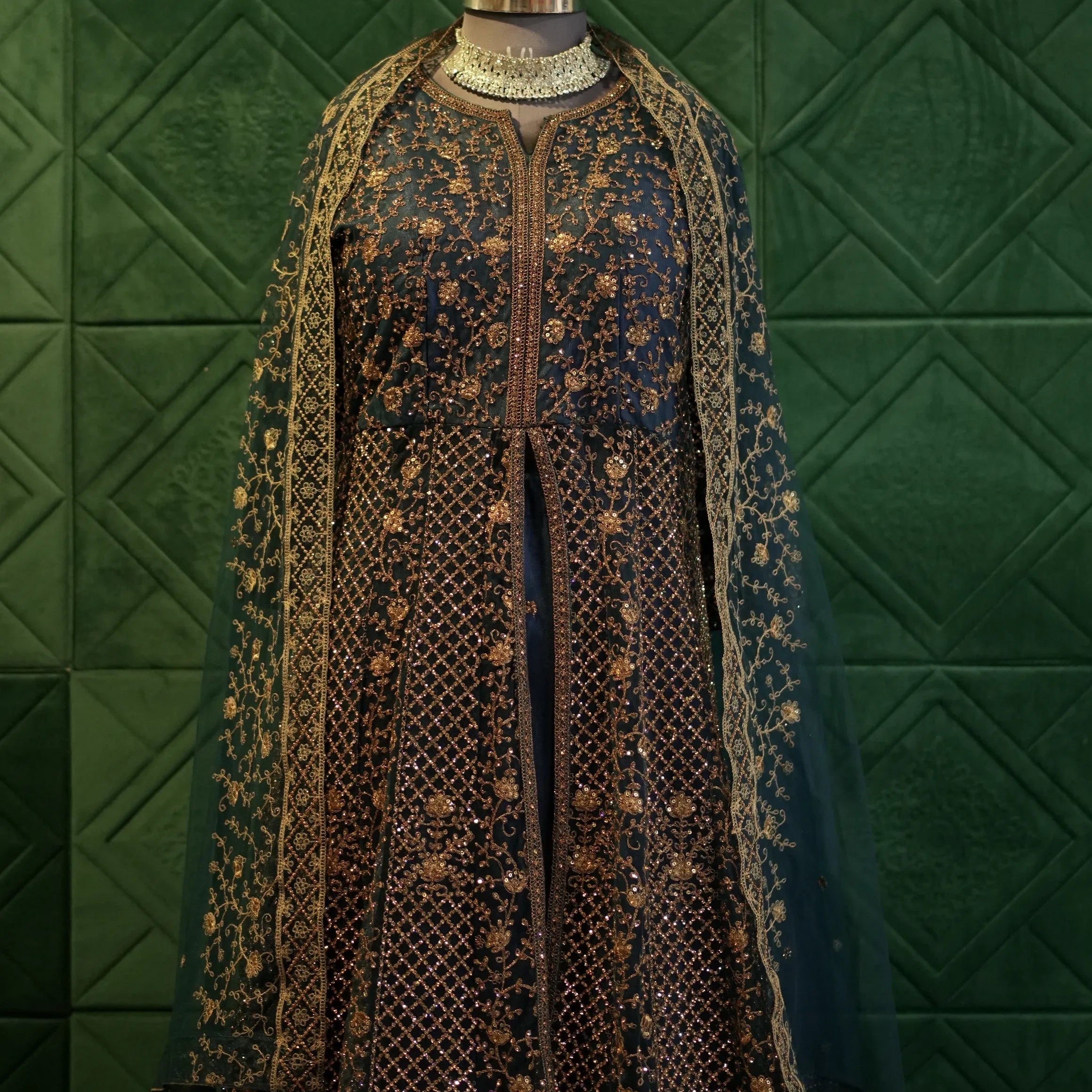 Peacock Green Bridal Gown