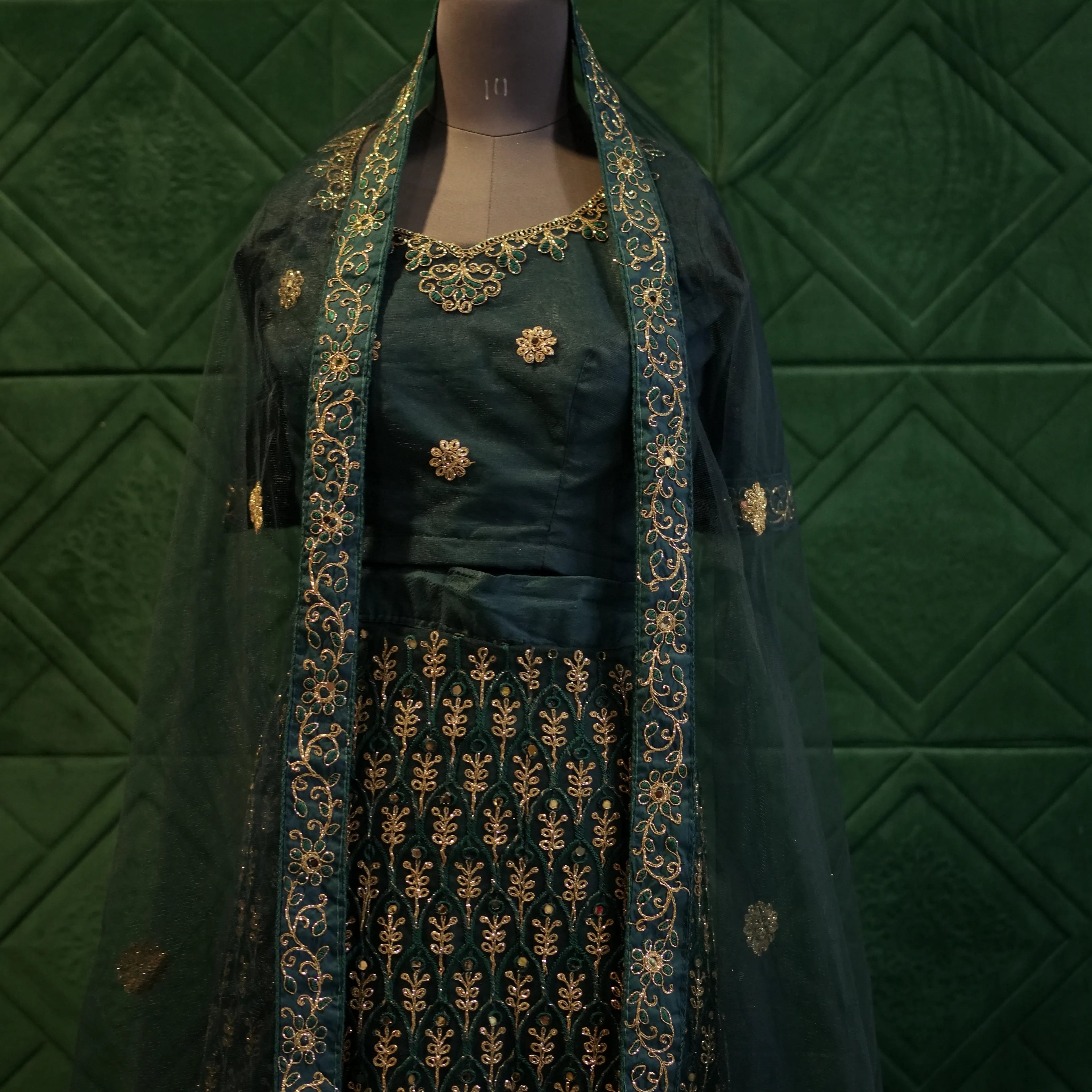 Green Bridal Lehenga