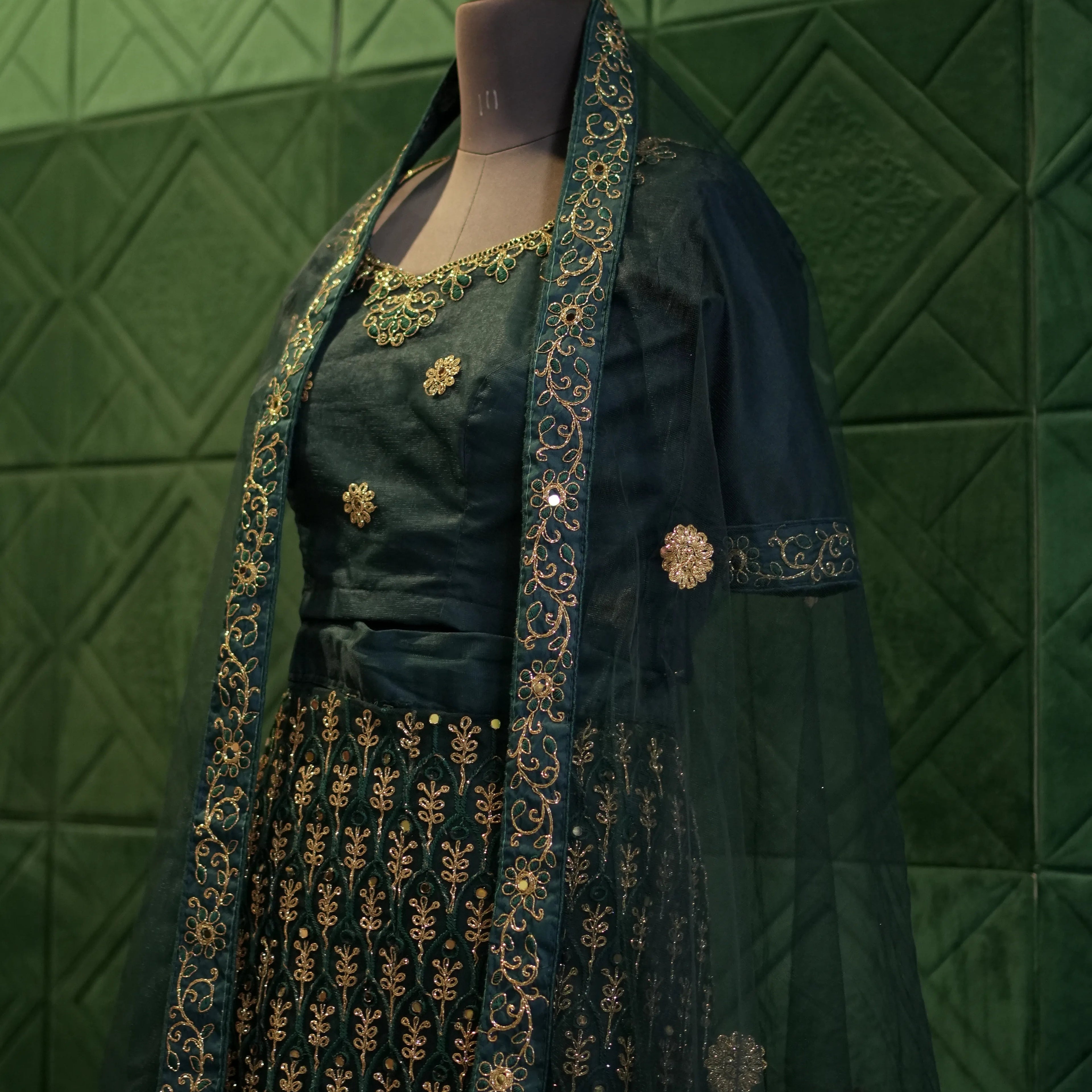 Green Bridal Lehenga