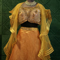 Luxury Mustard Yellow Bridal Outfit for rent by Posh Wedding rental