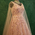 Pink Net Wedding Reception Gown