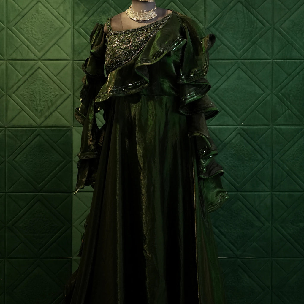 Stylish Dark Green  Gown