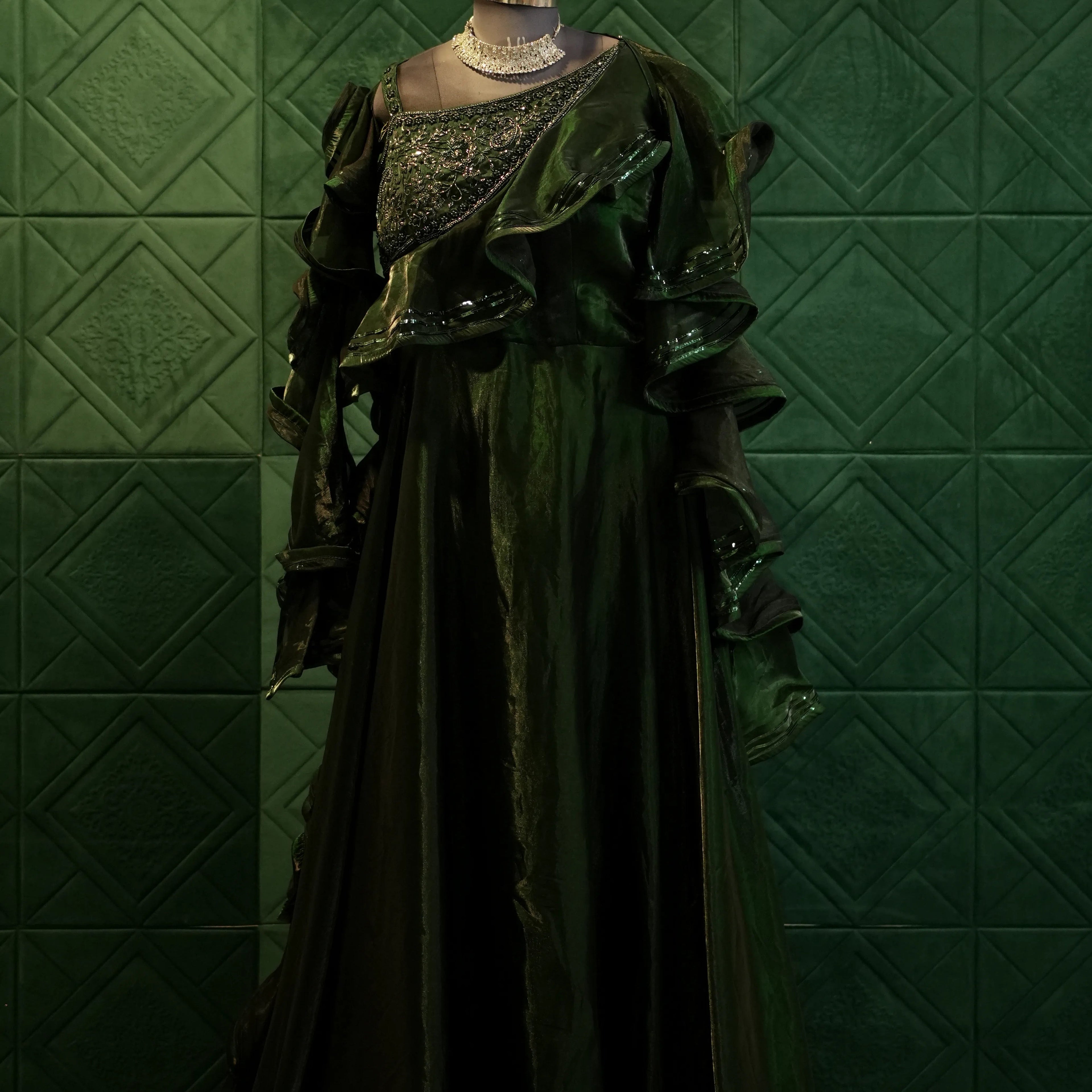 Stylish Dark Green  Gown