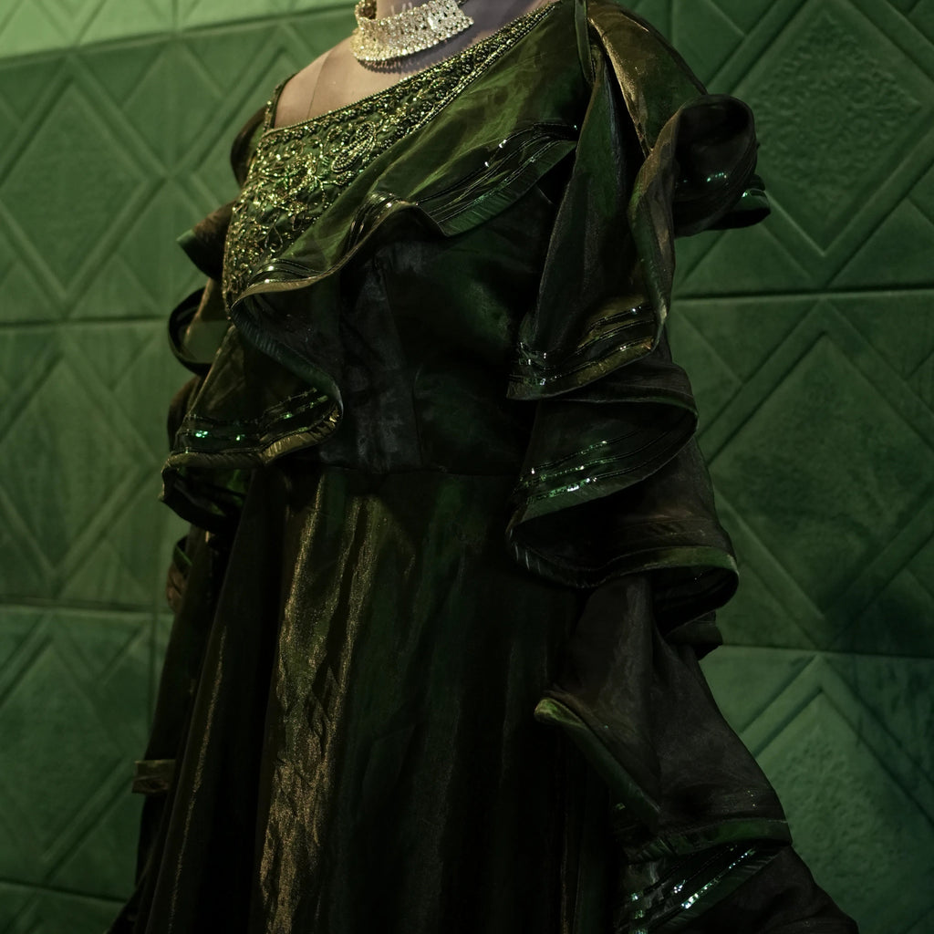 Stylish Dark Green  Gown