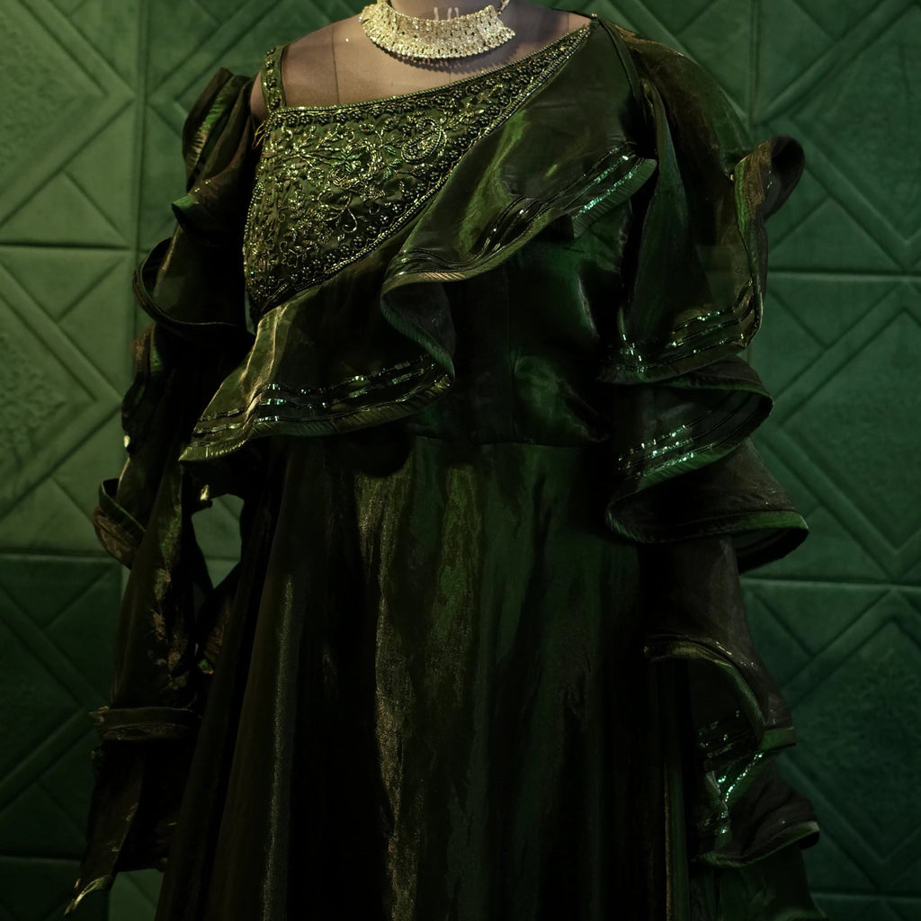Stylish Dark Green  Gown