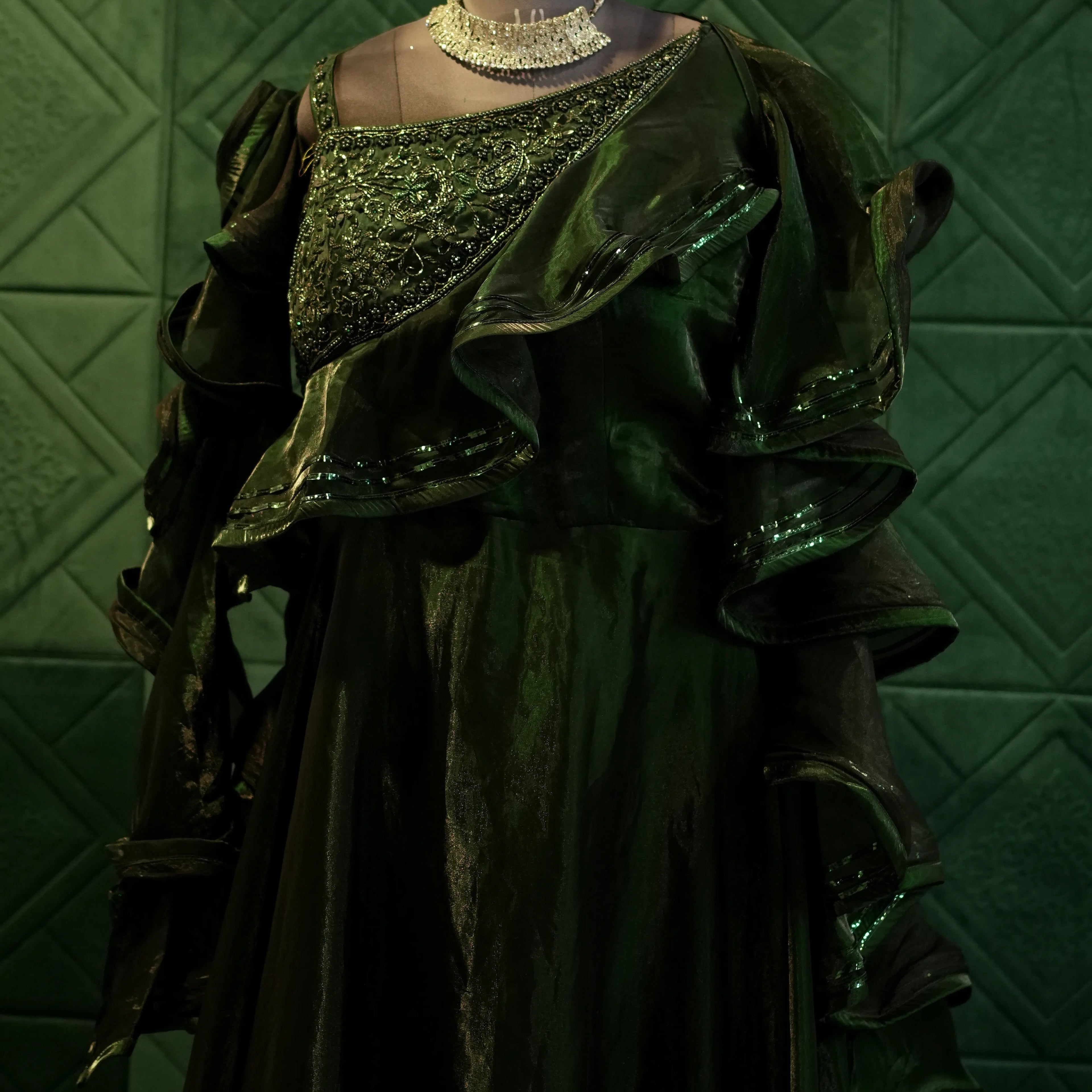 Stylish Dark Green  Gown