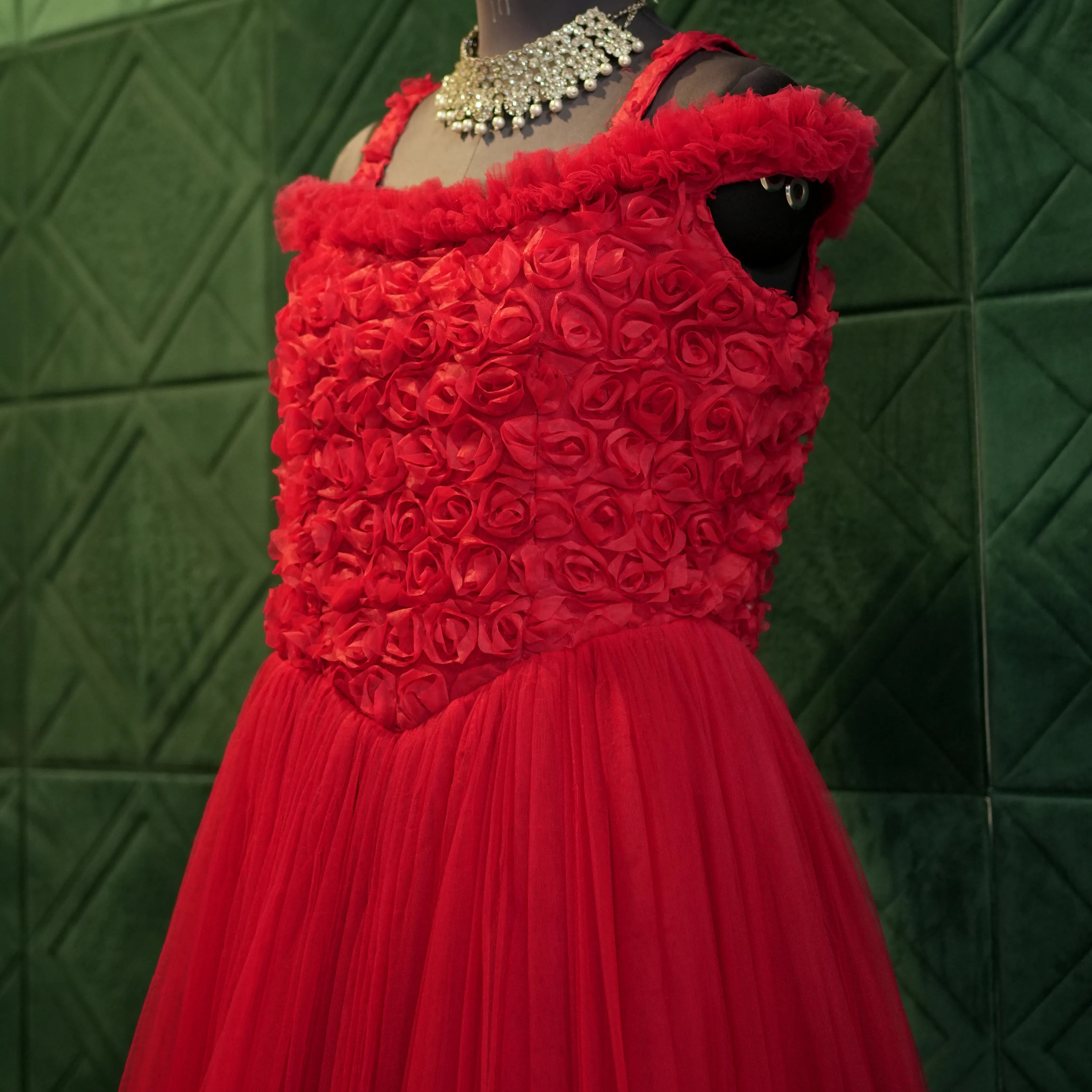 Red Floral Western Party Wear