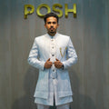 Ice Blue Indo-Western Sherwani Set
