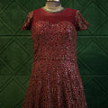 Western Maroon Party Wear Gown