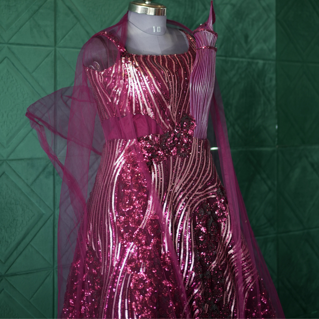 Wine-Pink Stylish Party Wear