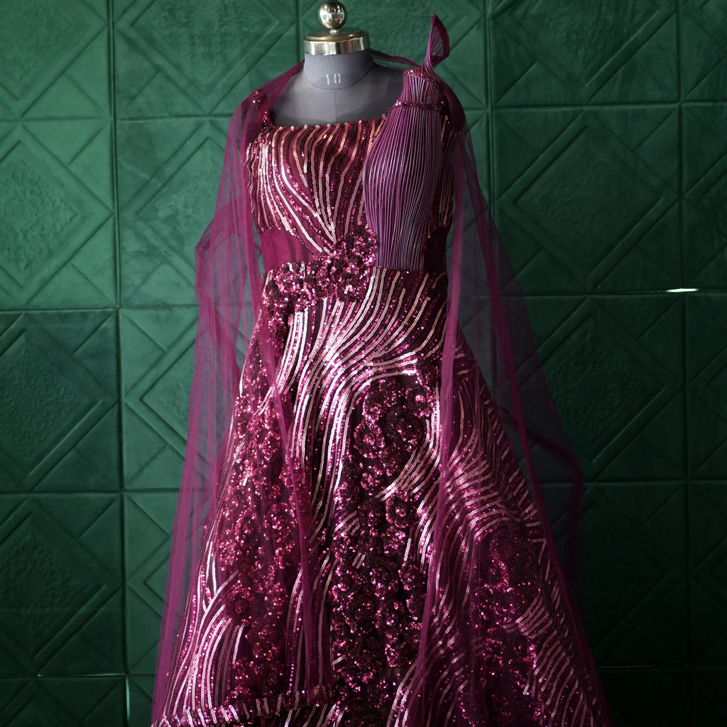 Wine-Pink Stylish Party Wear