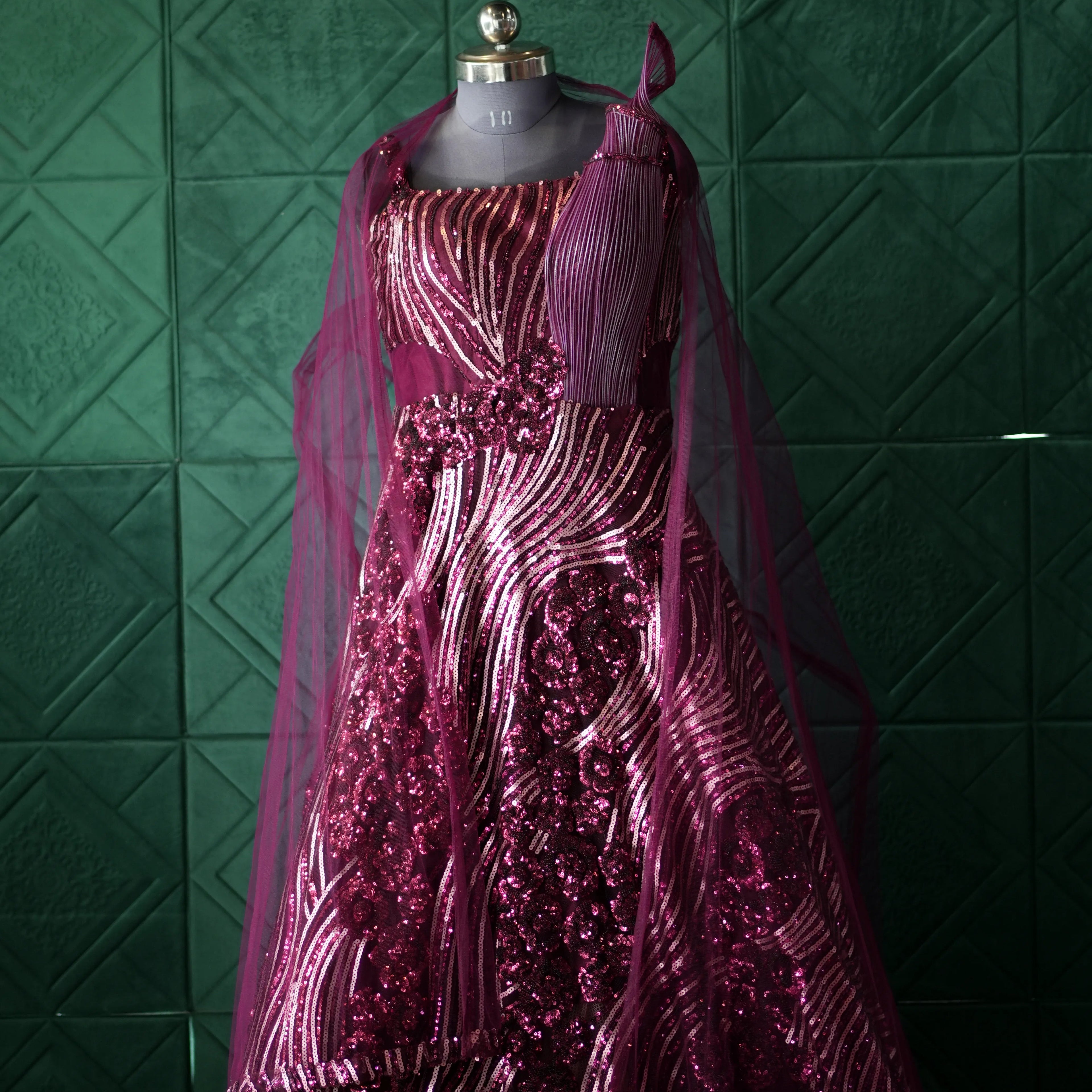 Wine-Pink Stylish Party Wear