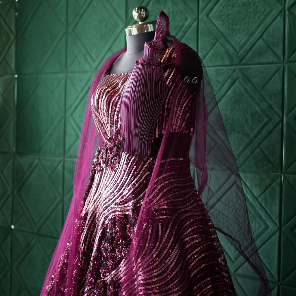Wine-Pink Stylish Party Wear