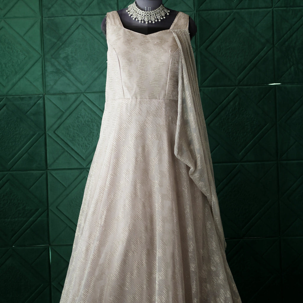 Sleeveless Simple Silver Gown