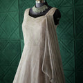 Sleeveless Simple Silver Gown