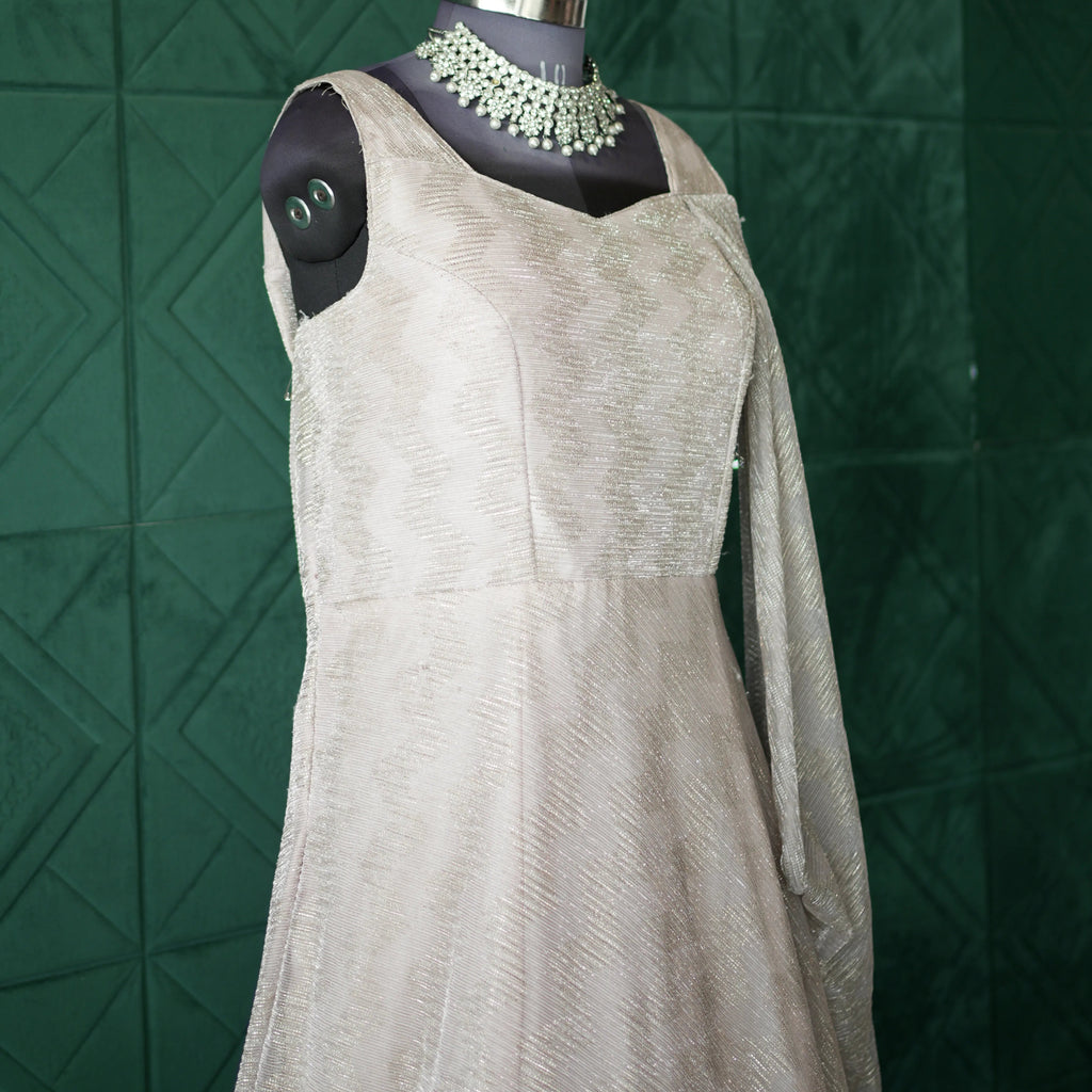 Sleeveless Simple Silver Gown
