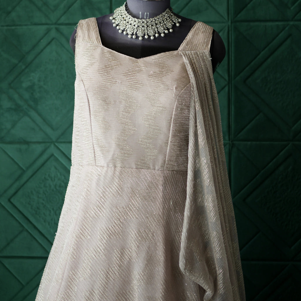 Sleeveless Simple Silver Gown