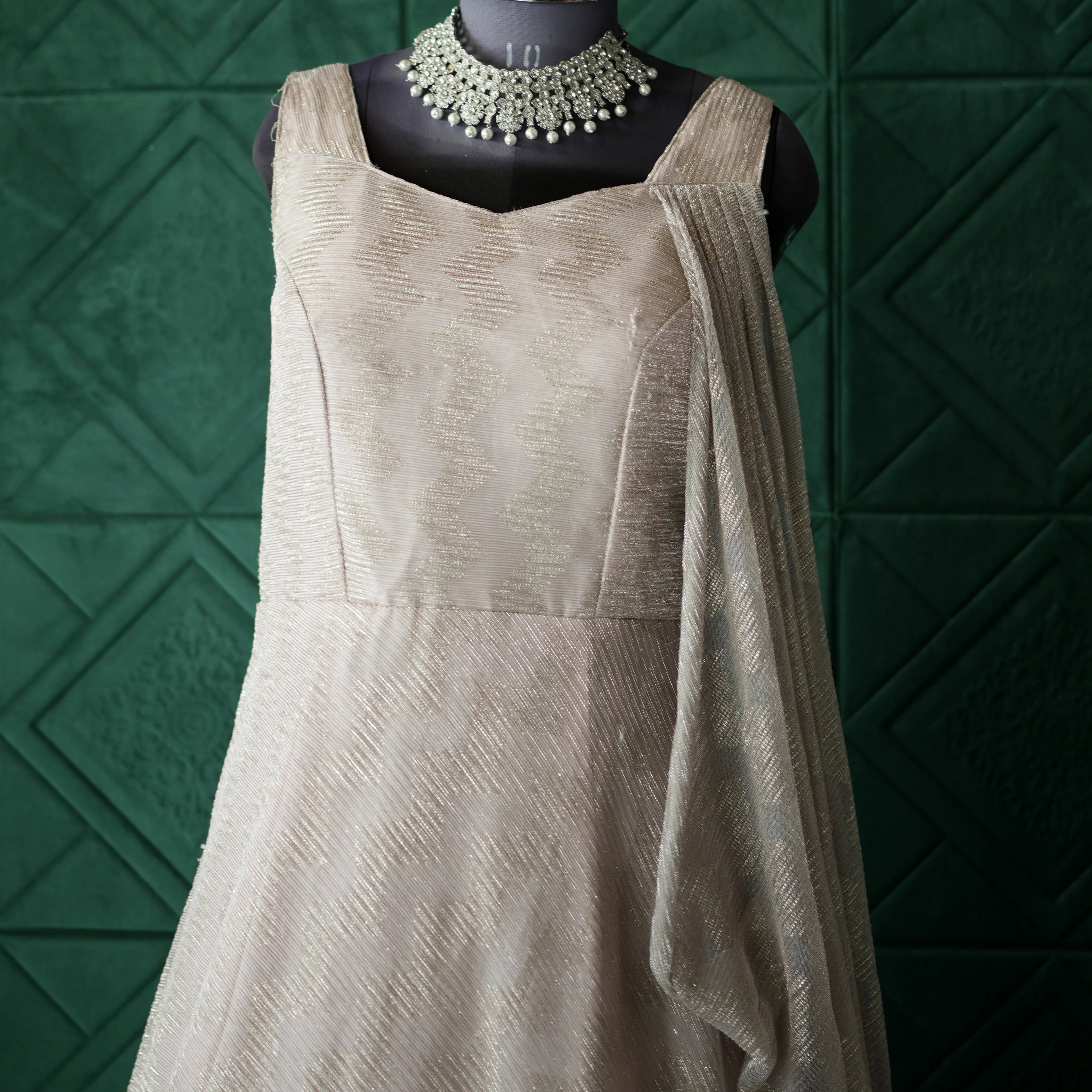 Sleeveless Simple Silver Gown