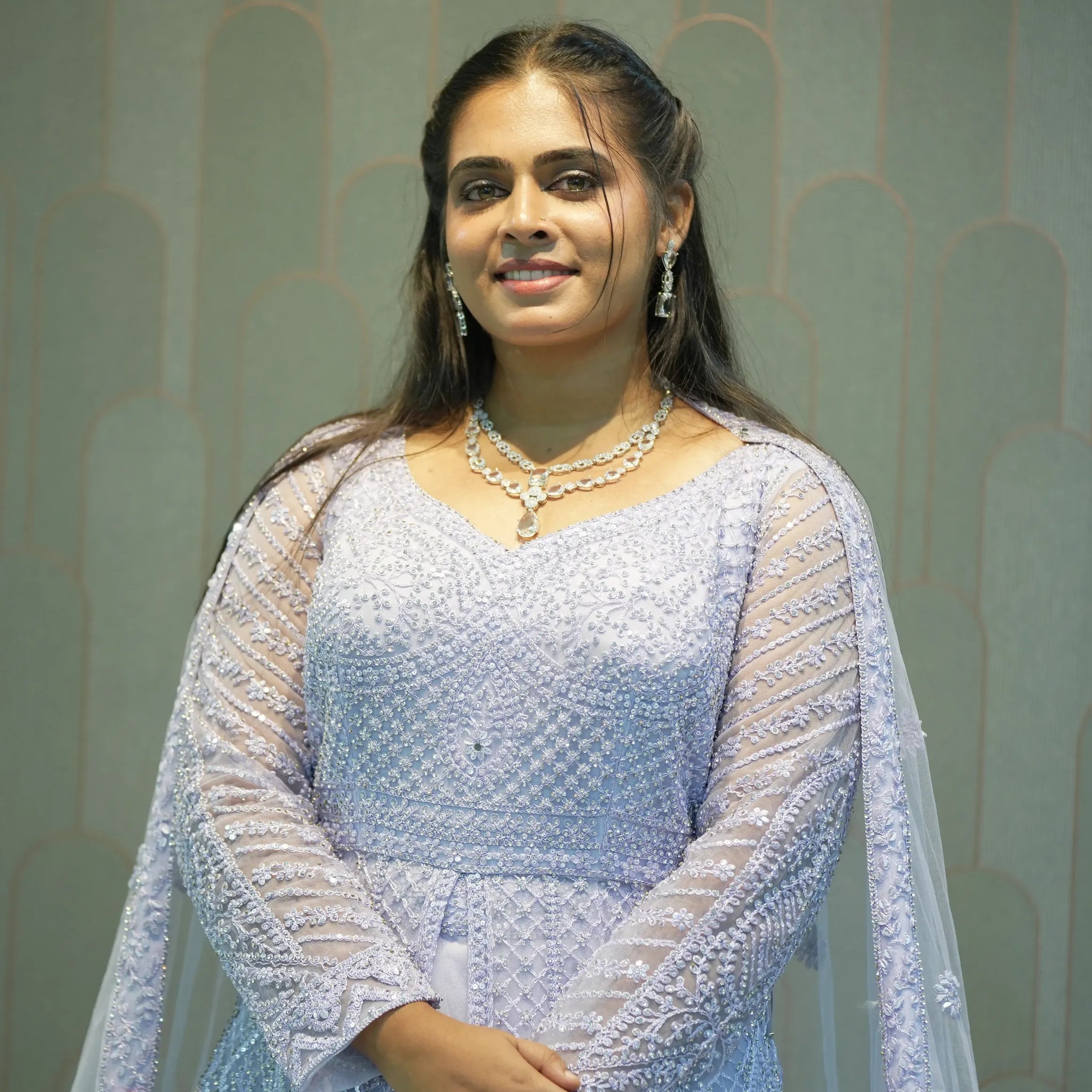 Lilac Arabic Embroidered Lacha Set