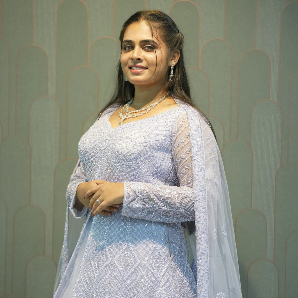 Lilac Arabic Embroidered Lacha Set