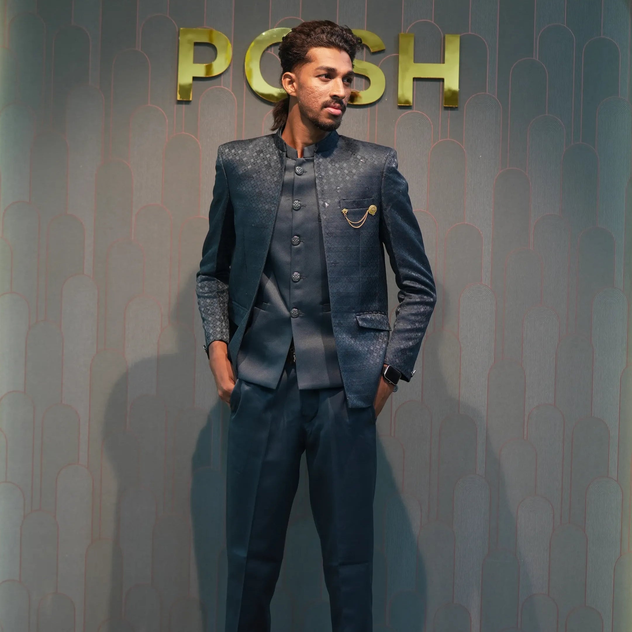 Groom wearing Peacock Green Open Jodhpuri Set for Wedding