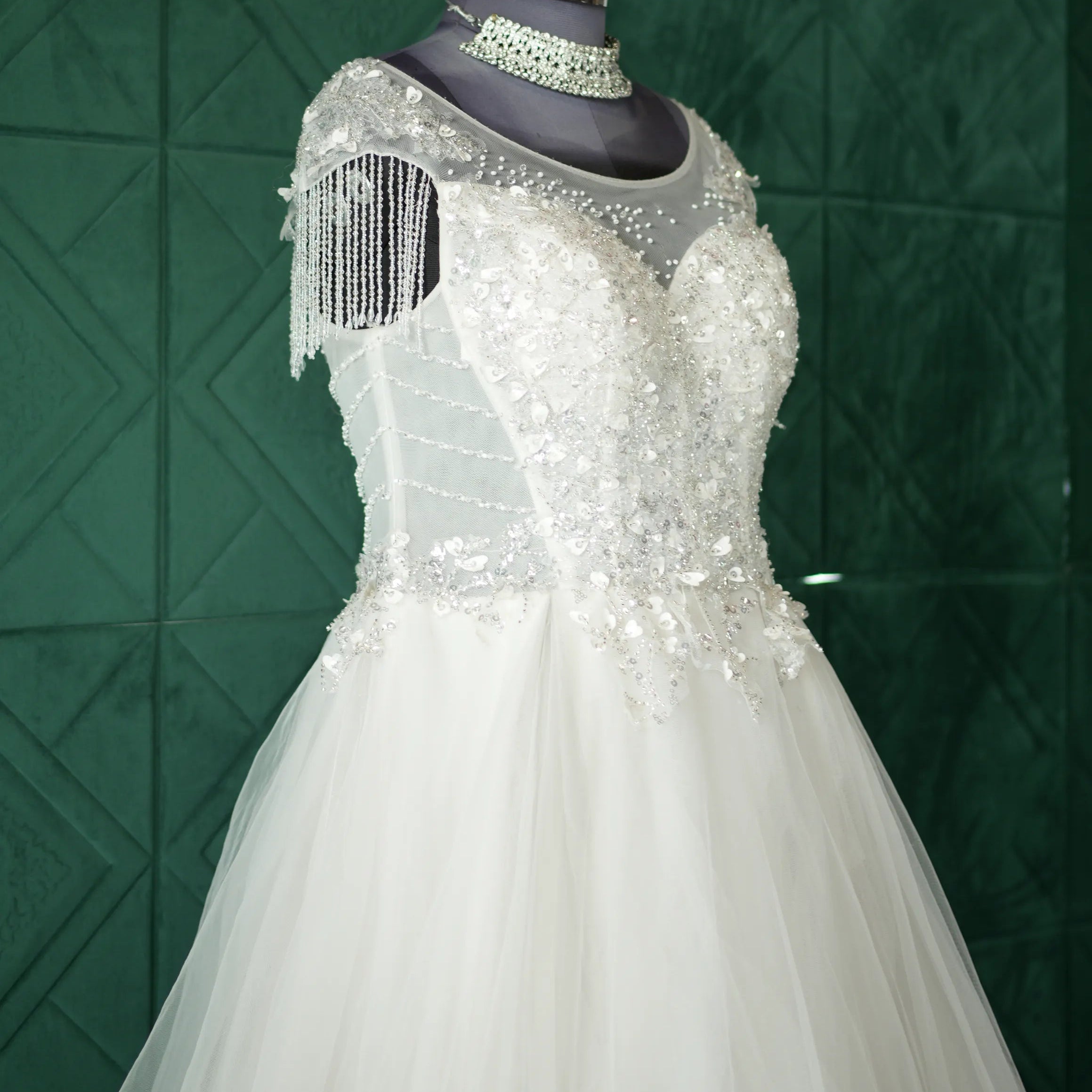 White Bridal Net Gown