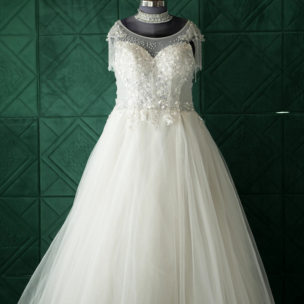 White Bridal Net Gown